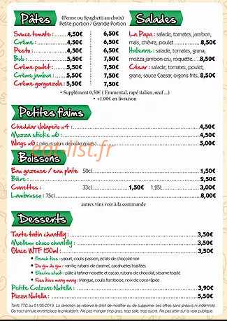 Papa Pizza — carte page 3