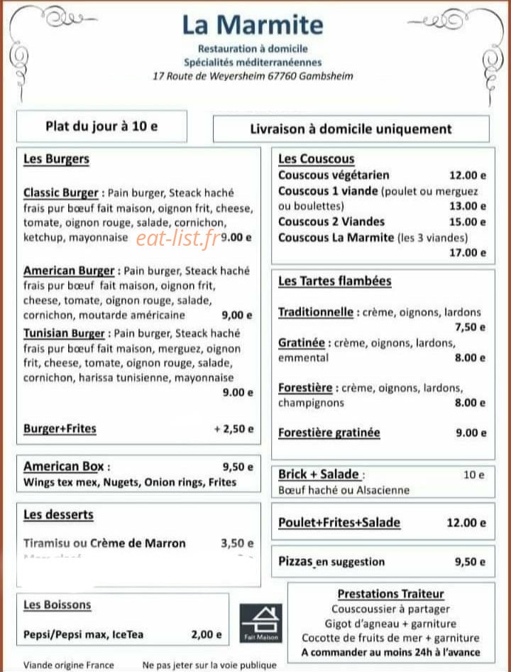 La Marmite — carte page 1