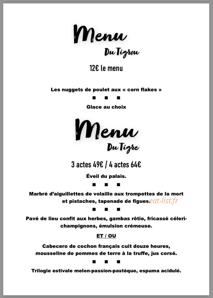 Restaurant au Tigre — carte page 2