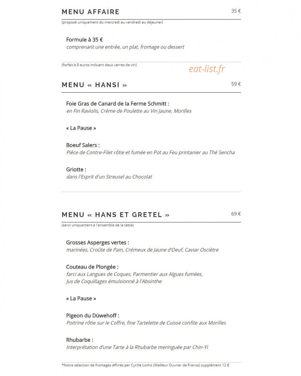 Auberge au Boeuf — carte page 3