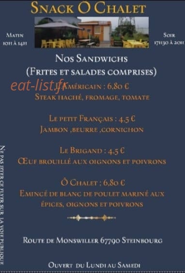 Snack Ô chalet — carte page 1