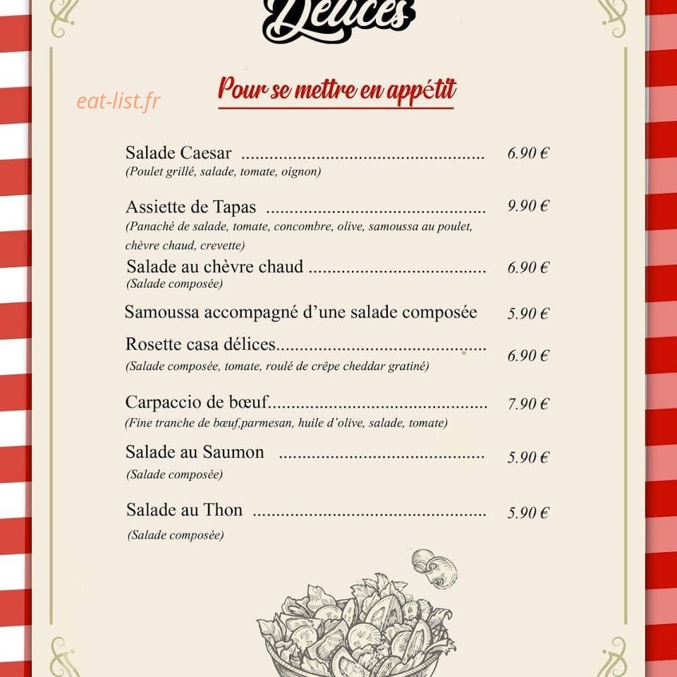 Casa Delices — carte page 1