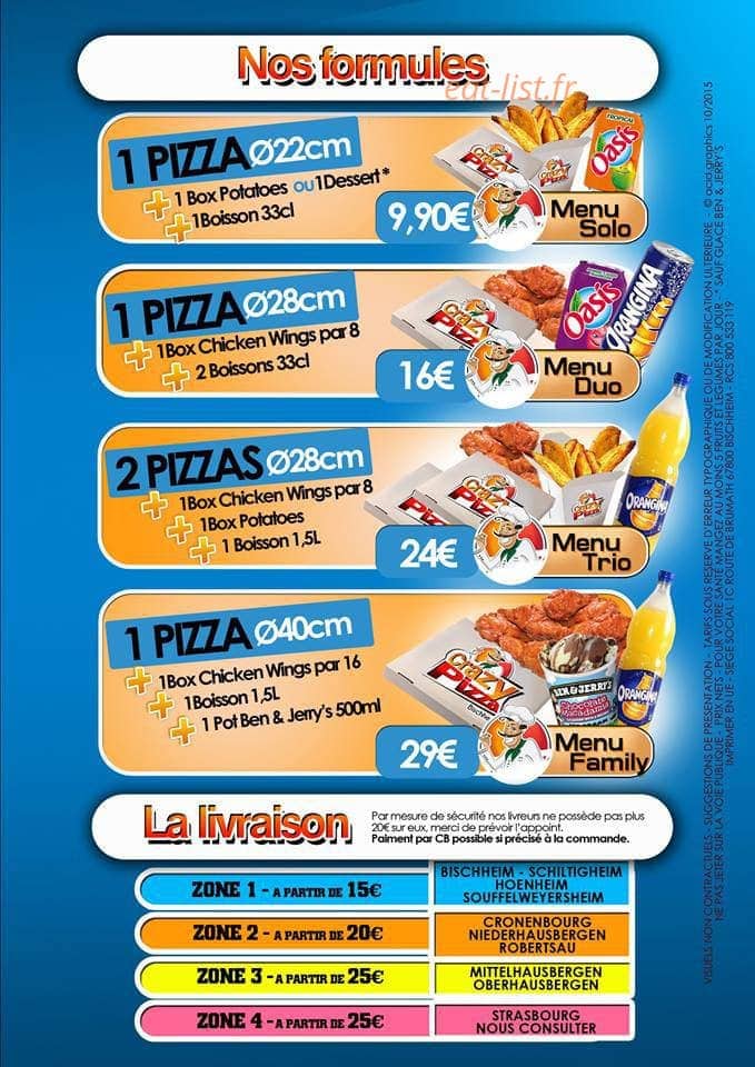Crazy pizza — carte page 6
