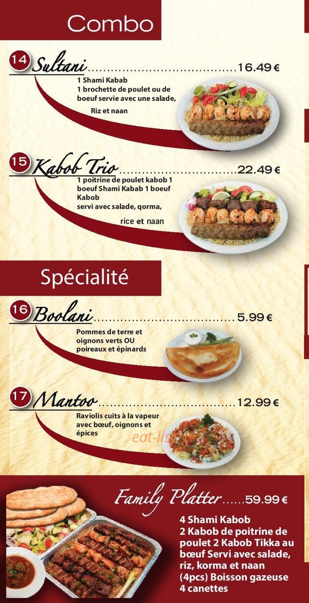 Kaboul Restaurant — carte page 2