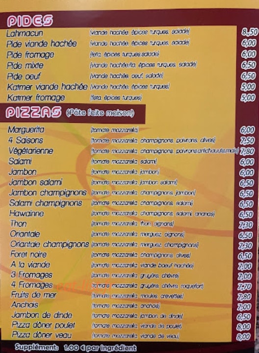 Pizzeria Dilan — carte page 2