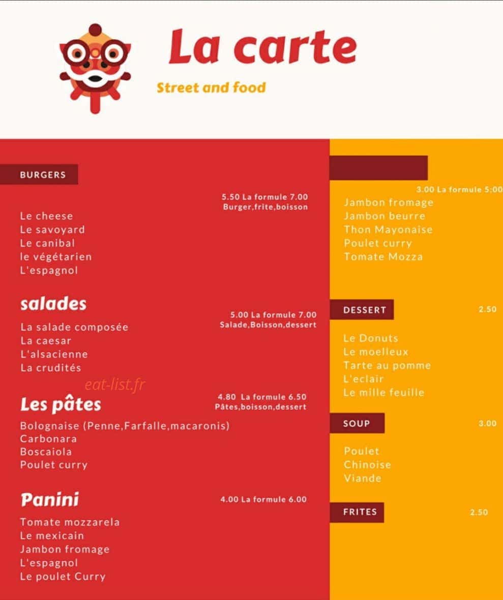 Street and food — carte page 1