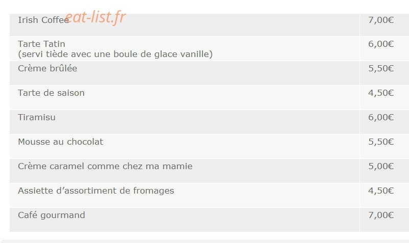Restaurant Au Tilleul — carte page 3