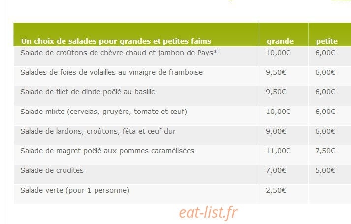 Restaurant Au Tilleul — carte page 1