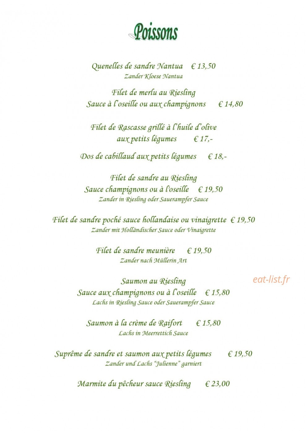 Hôtel Restaurant Oberlé — carte page 2