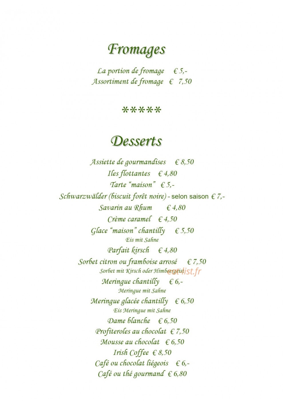 Hôtel Restaurant Oberlé — carte page 4