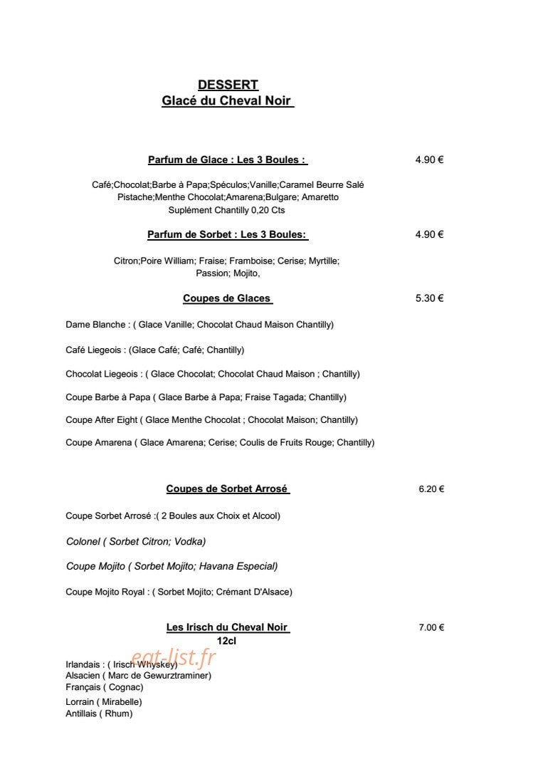 Au Cheval Noir — carte page 5