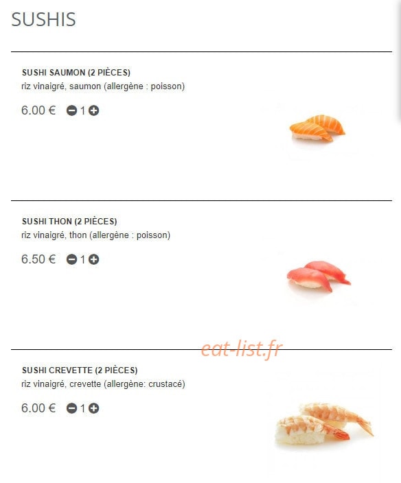 Sushi Home — carte page 1