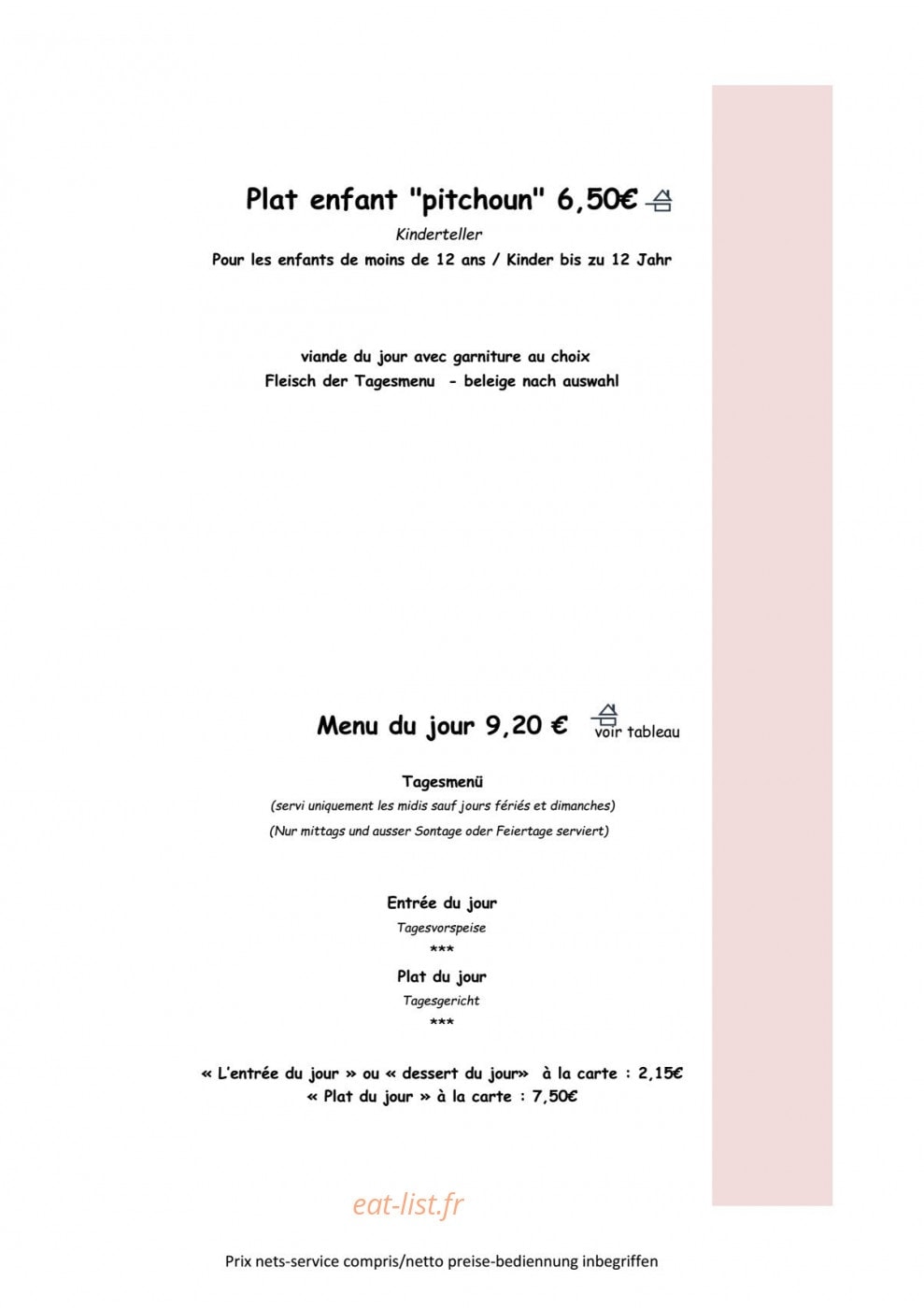 Auberge de la Treille — carte page 6