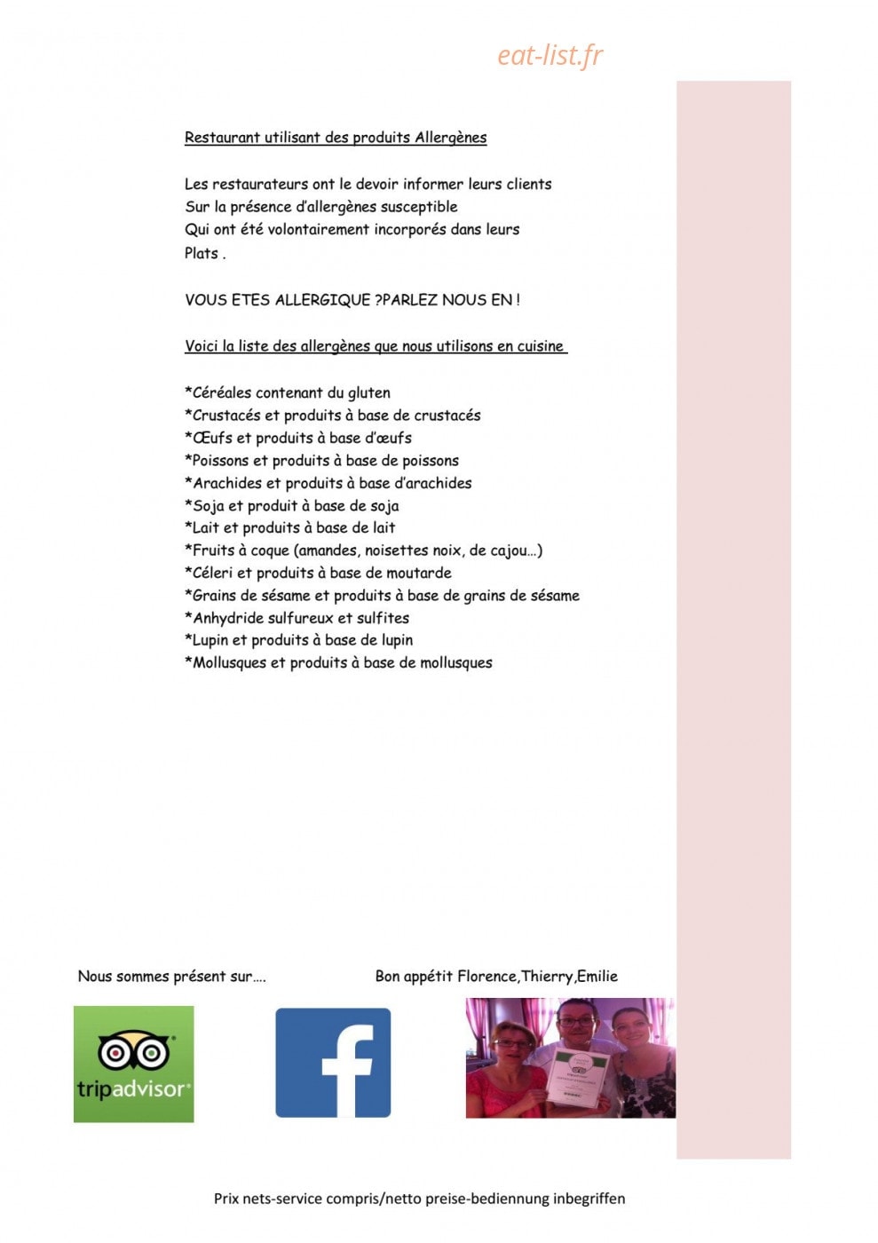 Auberge de la Treille — carte page 8