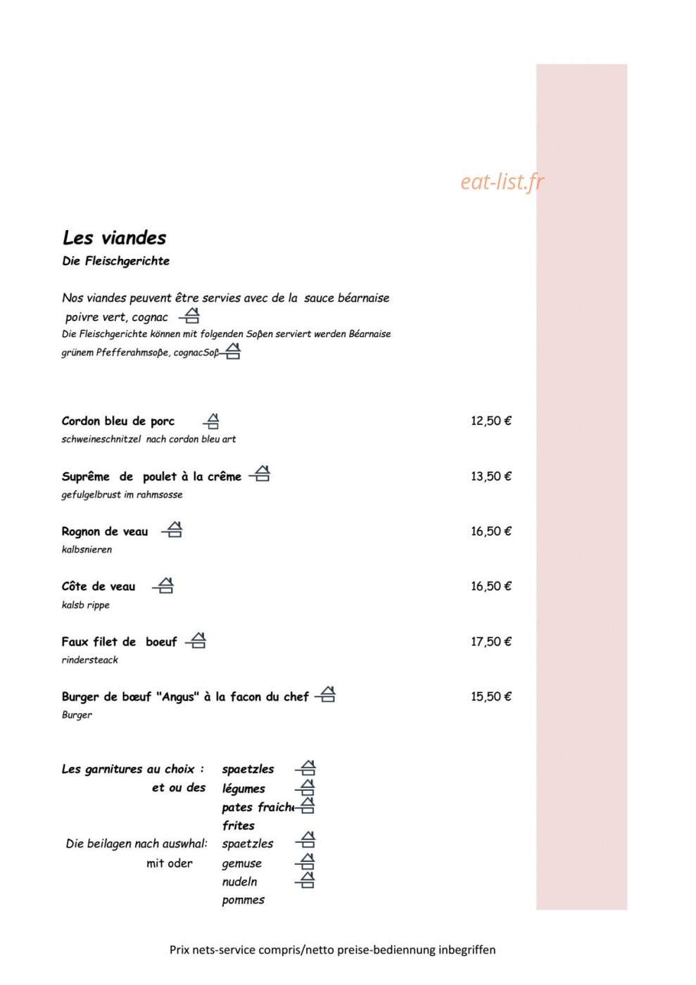 Auberge de la Treille — carte page 4