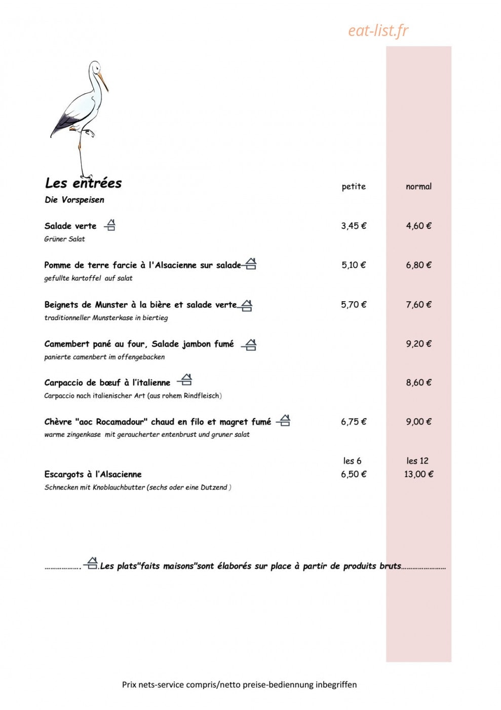 Auberge de la Treille — carte page 2