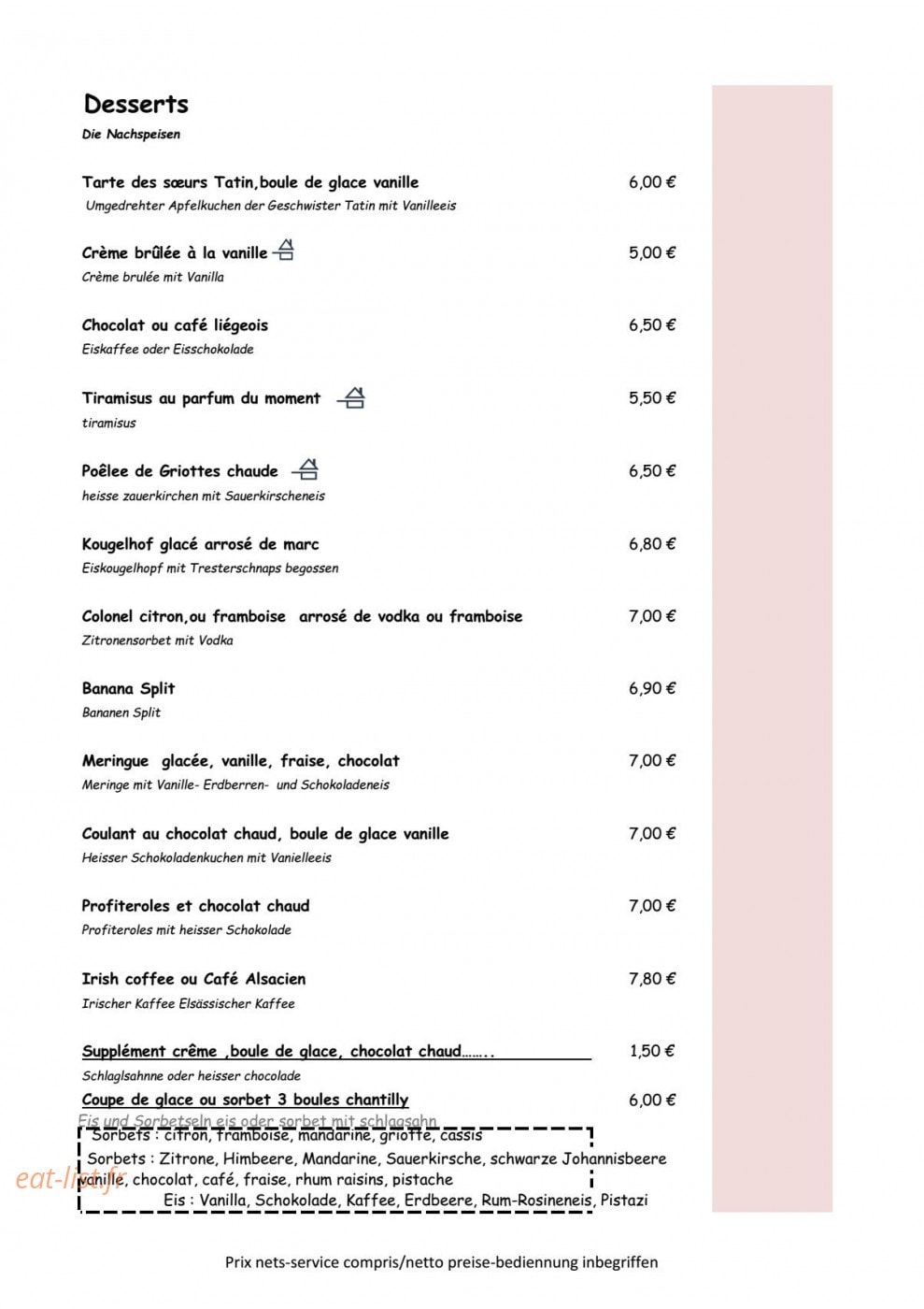 Auberge de la Treille — carte page 5