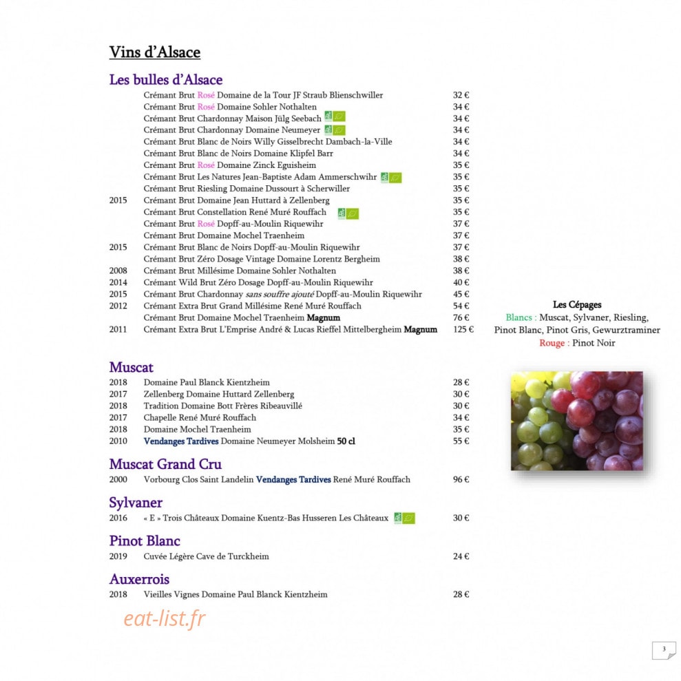 Au Vieux Couvent — carte page 9