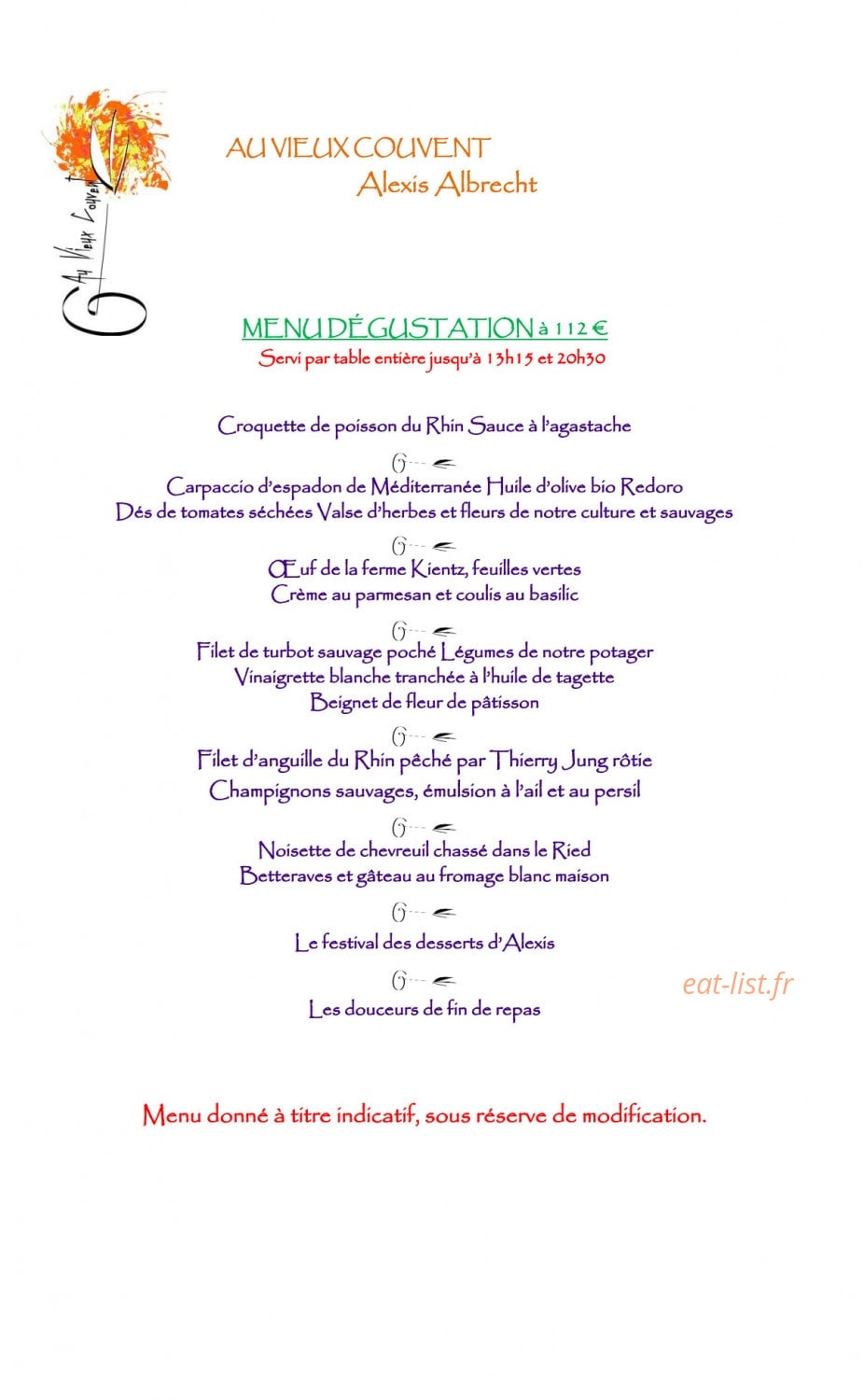 Au Vieux Couvent — carte page 3
