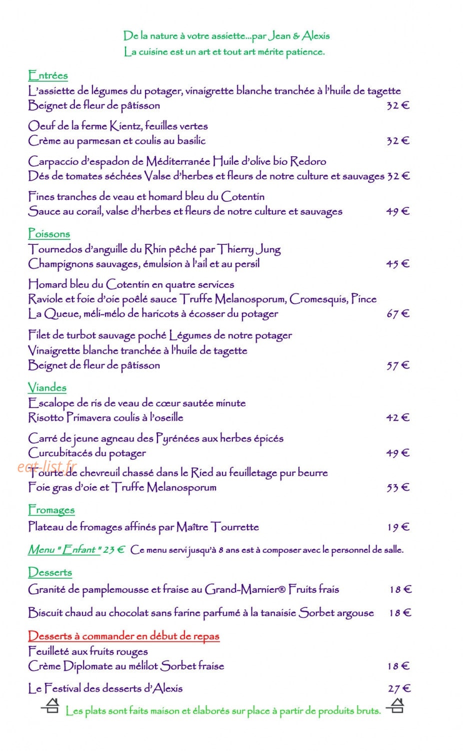 Au Vieux Couvent — carte page 6