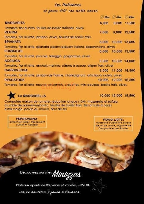 La pizza de beinheim — carte page 1