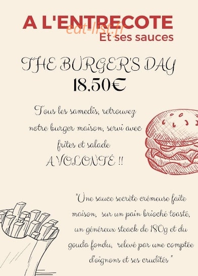 À l'Entrecôte et ses sauces — carte page 4