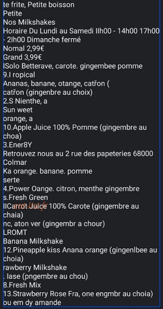 Afghane kitchen — carte page 1