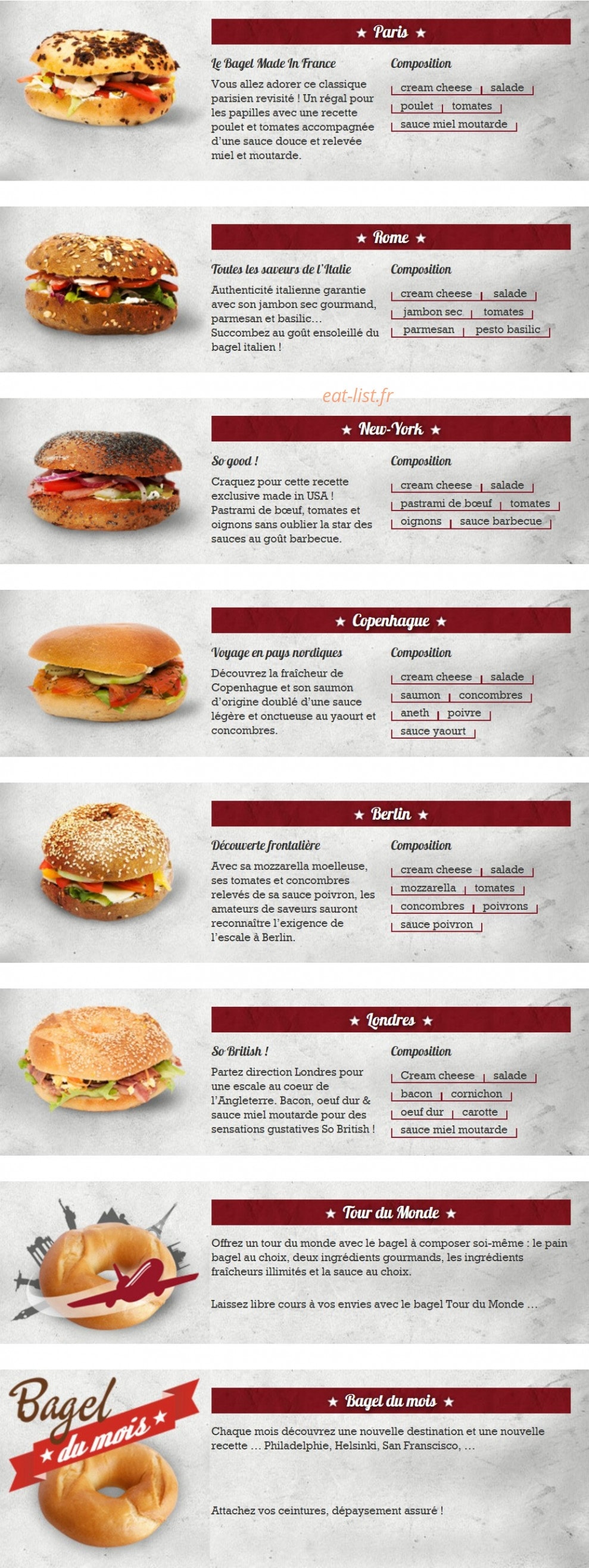 Air Bagels — carte page 1