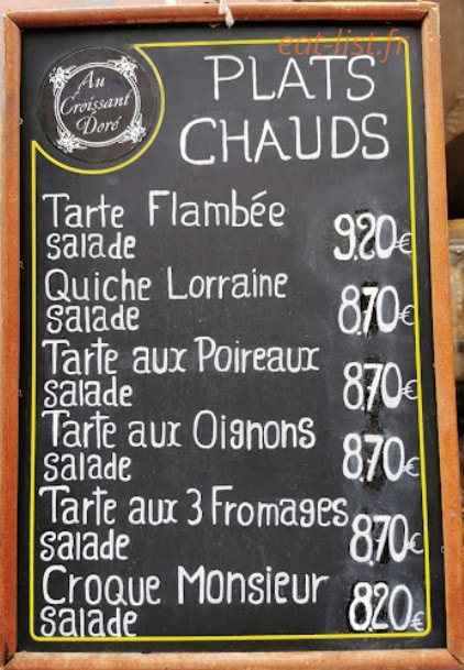 Au Croissant Doré — carte page 1