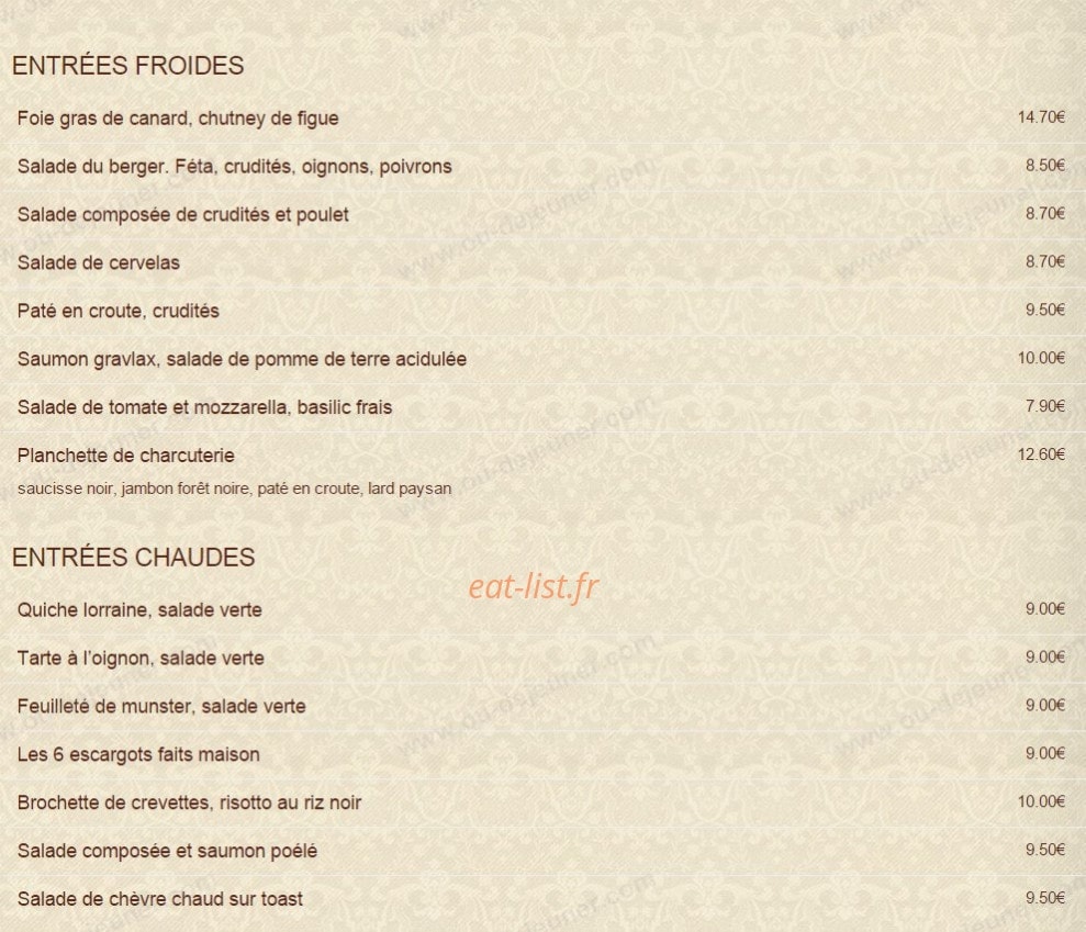 Au Koifhus — carte page 1