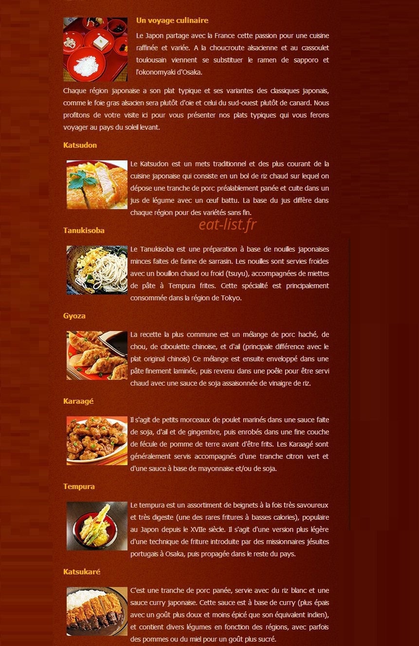 Au Soleil Levant — carte page 1