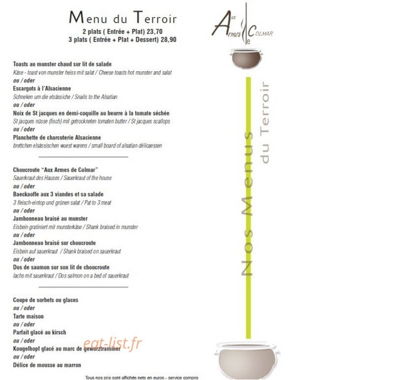 Aux Armes de Colmar — carte page 1