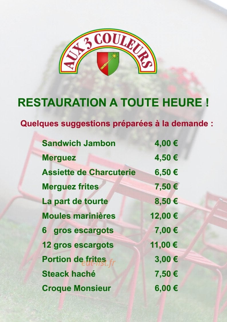 Aux Trois Couleurs — carte page 1