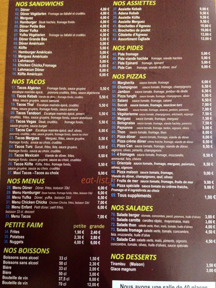 Can Kebab — carte page 1