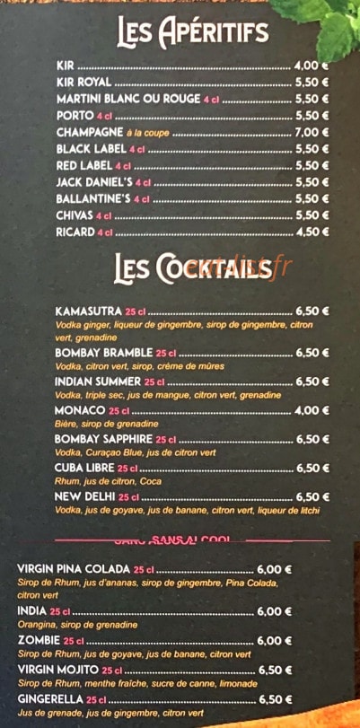 Grill and green indienne — carte page 2