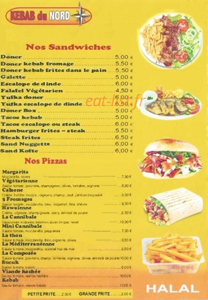 Kebab Du Nord — carte page 1