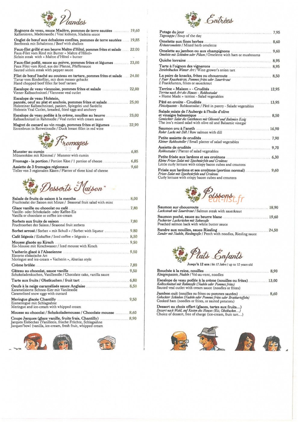 L'Auberge à Colmar menu et photos