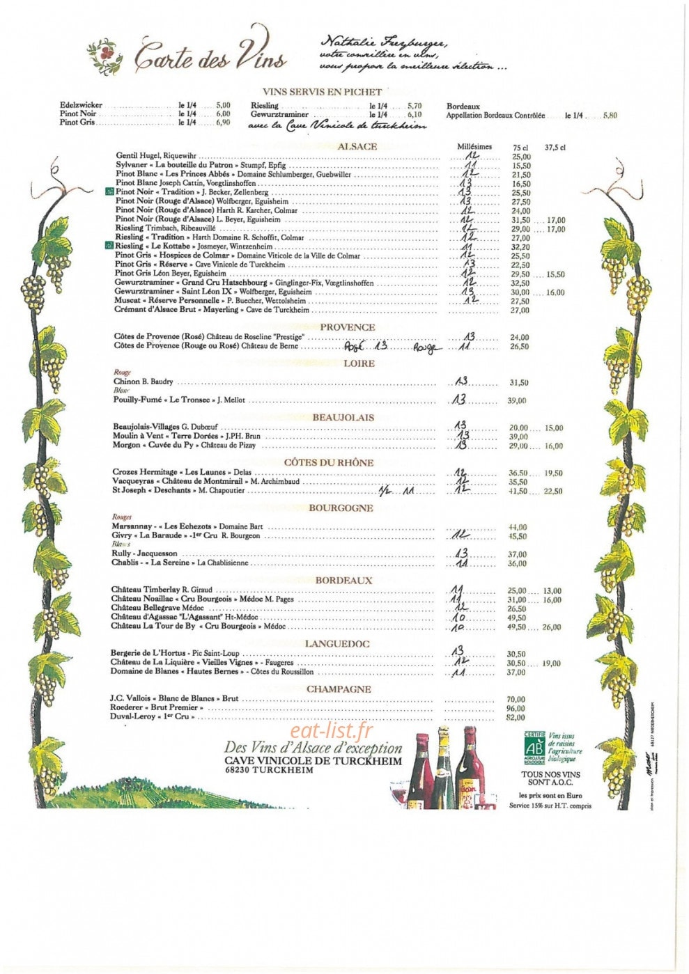 L'Auberge — carte page 3