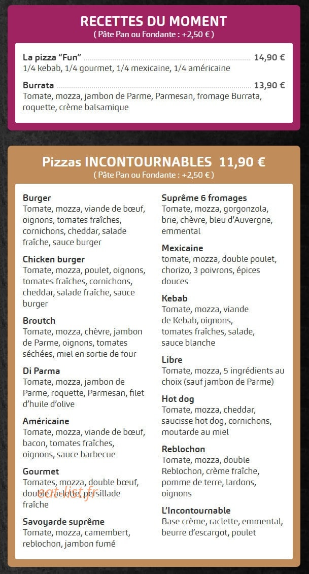 La Fun Pizz — carte page 3