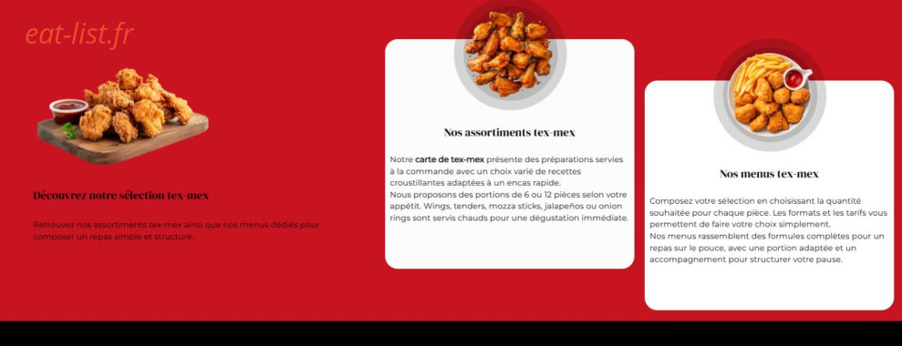 Carte et menu de La pause à Colmar — Assortiments tex mex,menu...