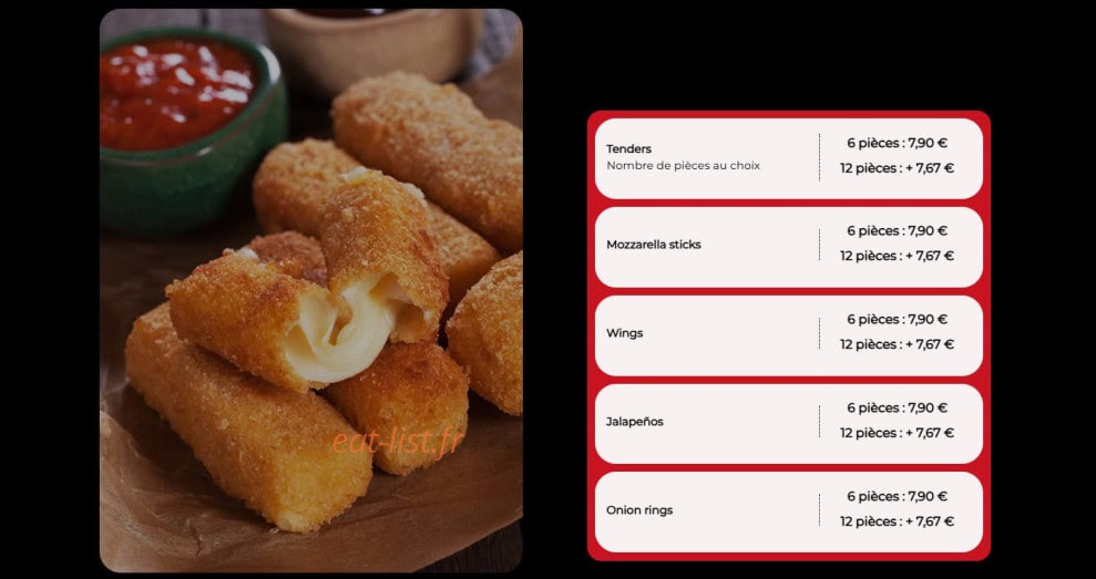 Carte et menu de La pause à Colmar — Tenders, wongs...
