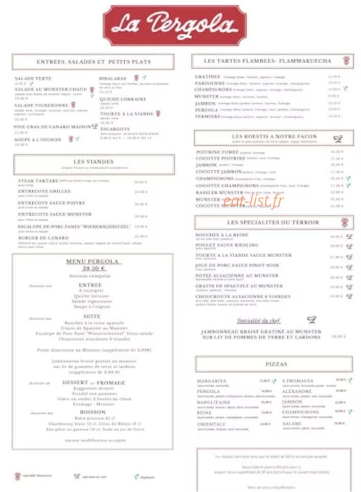 La Pergola — carte page 1