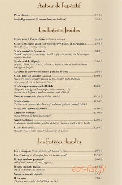 La Romantica — carte page 2