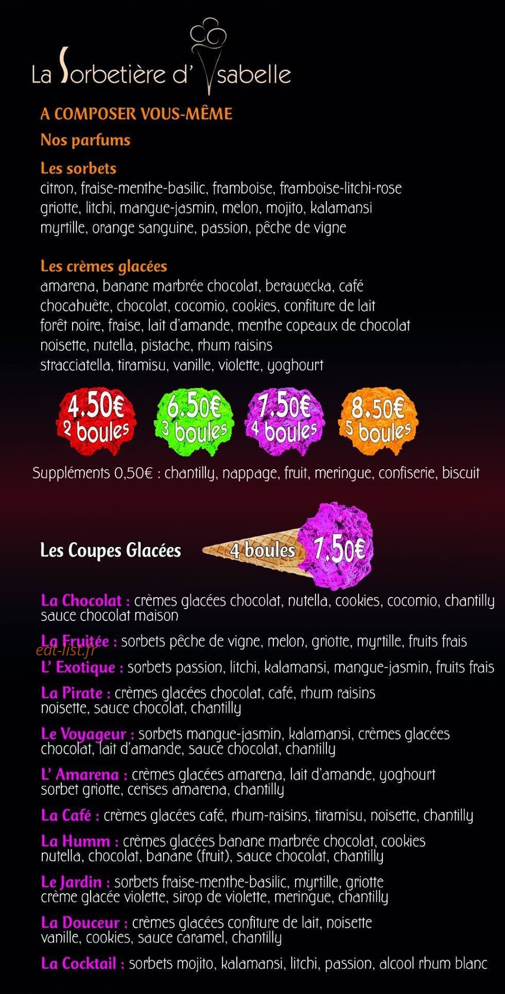 La Sorbetière d'Isabelle — carte page 2
