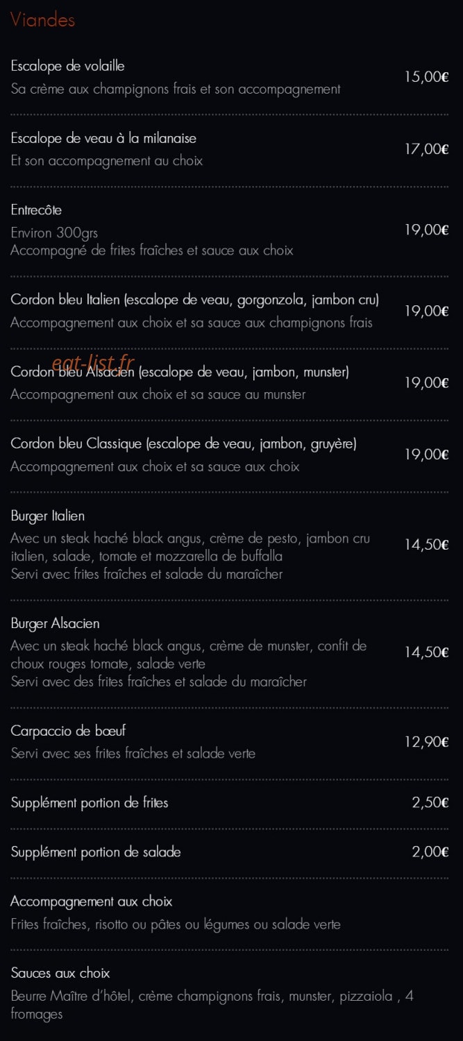 La Trattoria — carte page 3