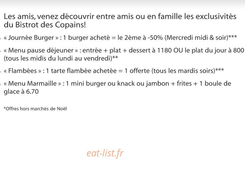 Le Bistrot Des Copains — carte page 1