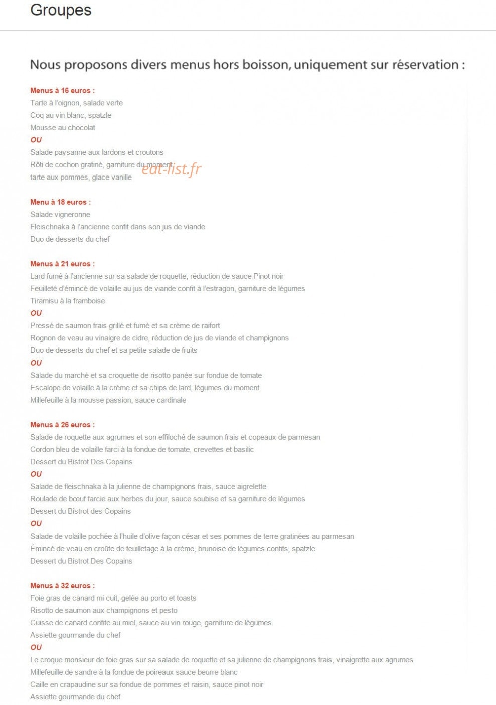 Le Bistrot Des Copains — carte page 2