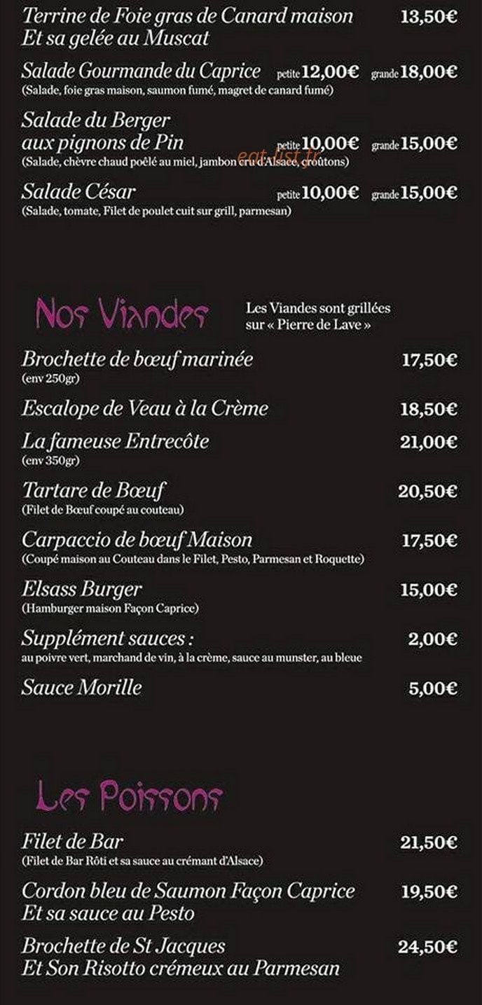 Le Caprice — carte page 2