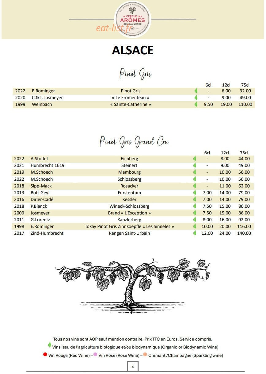 Le Cercle des Arômes — carte page 5