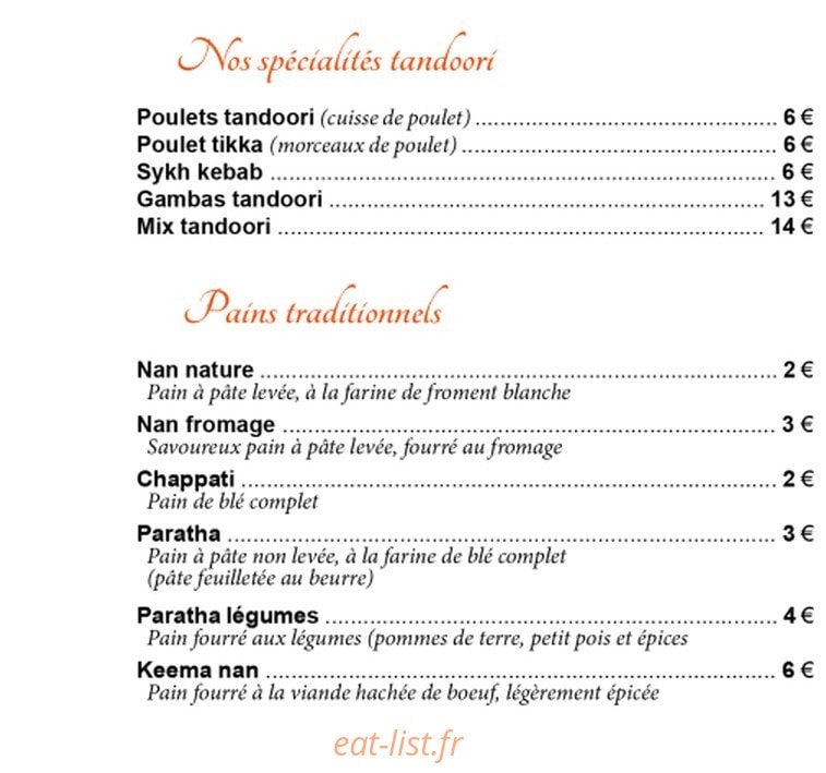 Le Maharaja — carte page 2